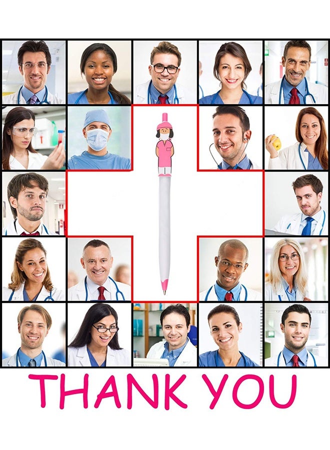 Cute Nurse Pens Appreciation Gifts Inspirational Nursing Pens Funny Cartoon Nurse Pens Novelty Ballpoint Pens for Nursing School Student Graduation Gifts Medical Assistant Healthcare 20pcs(Pink & Blue) - Image 4