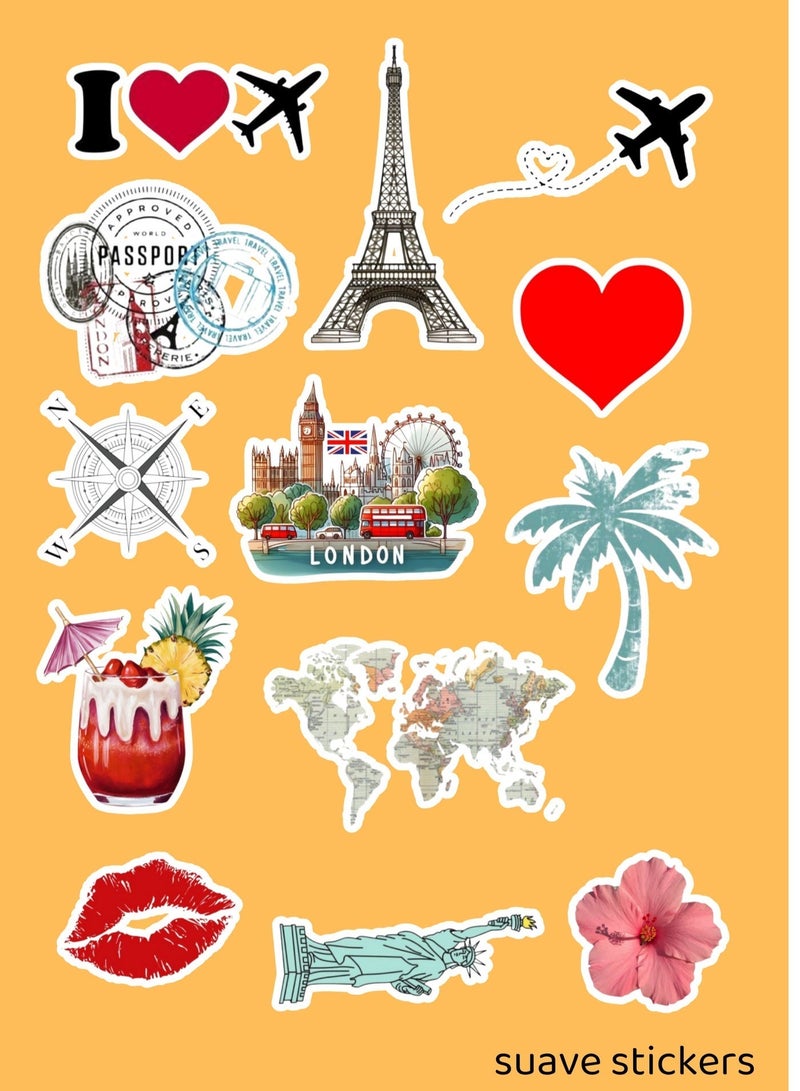 ملصقات سواڤ ملصقات حقائب السفر  13  ملصق - Image 2