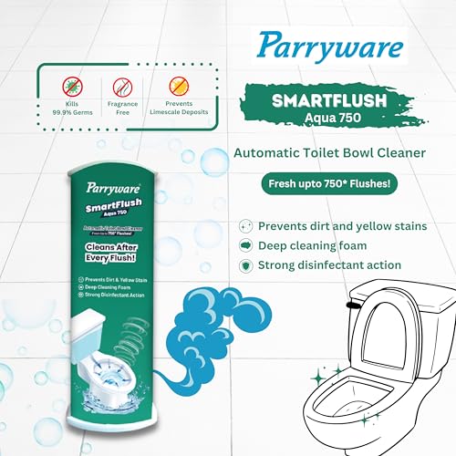 Parryware SmartFlush in-Cistern Automatic Toilet Bowl Cleaner - Aqua 500 (Fragrance Free) I PK of 1 I Lasts Upto 600* Flushes | 99.9% Disinfection | Cleans After Every flushes | FCSF0103 - Image 4