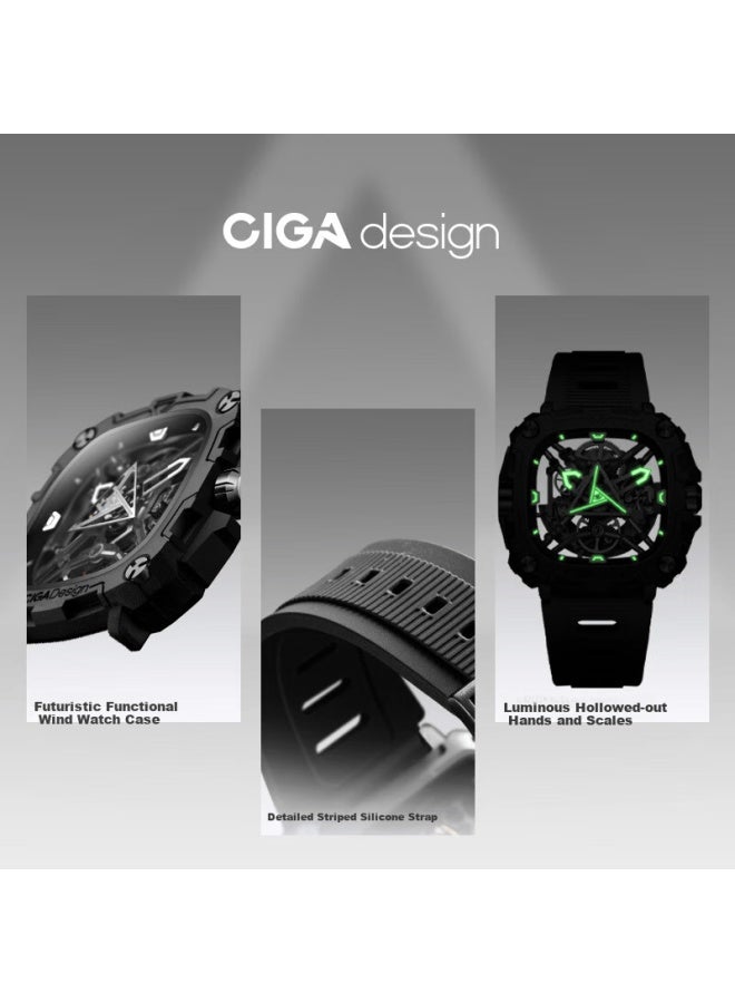 CIGA Design ساعة ميكانيكية من سلسلة جينغجيا فنغمانغ من سيغا ديزاين، ساعة رجالية عصرية بتصميم طاقة العين، هدية عيد ميلاد - Image 2