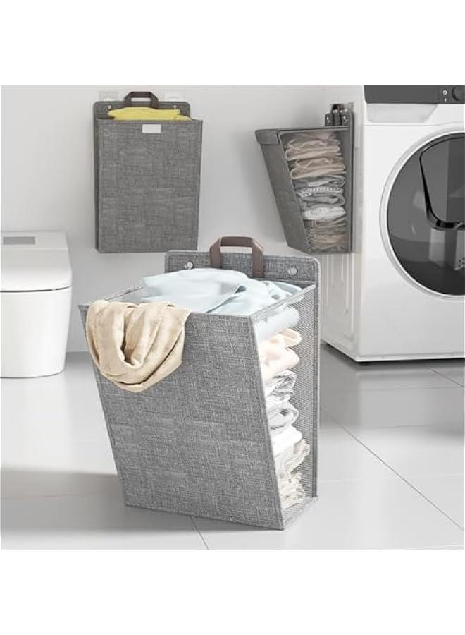 MIXDE Laundry Basket Clothes Hamper, Foldable Storage Basket,Collapsible Clothes Washing Laundry Hamper,Oxford Fabric Dirty Clothes Storage Basket with Carry Handle - Image 2