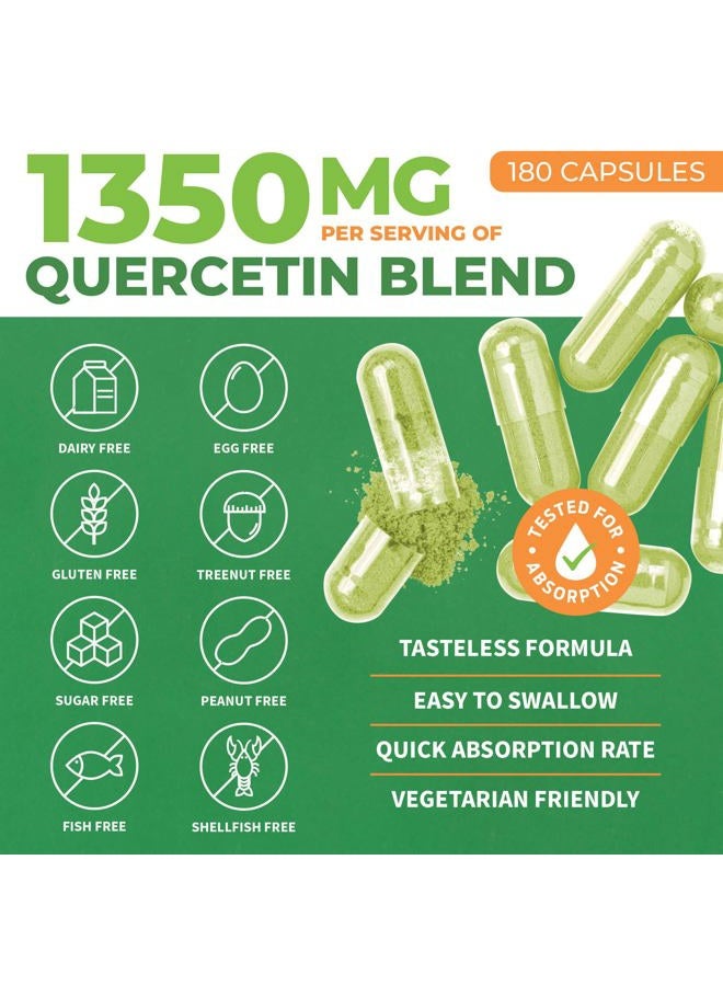 ForestLeaf Quercetin with Bromelain - 1350mg Blend with Vitamin C & Stinging Nettle, Advanced Quercetin 500mg Supplement, Non-GMO Gluten Free, Natural Immune & Respiratory Function 180 Veggie Capsules - Image 4