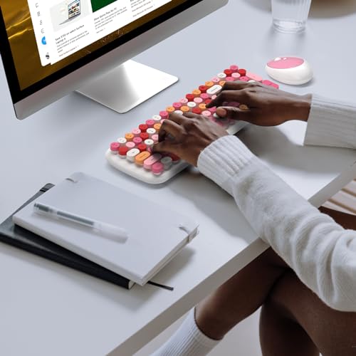 KNOWSQT Wireless Keyboard and Mouse Combo, White Mixed 100 Keys 2.4 GHz Round Keycap Typewriter Keyboards, USB Receiver Plug and Play, for Windows, PC, Laptop, Computer, Desktop - Image 3