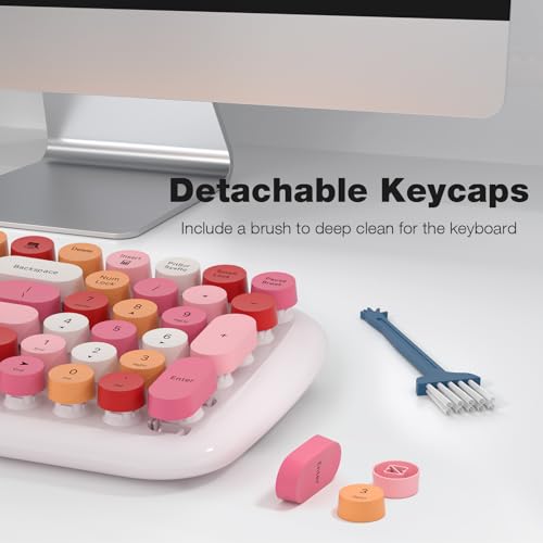 KNOWSQT Wireless Keyboard and Mouse Combo, White Mixed 100 Keys 2.4 GHz Round Keycap Typewriter Keyboards, USB Receiver Plug and Play, for Windows, PC, Laptop, Computer, Desktop - Image 5