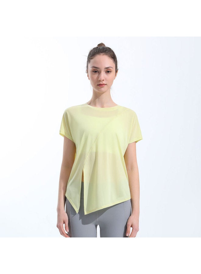 Runa Pulse Knotted Side Slit Quick-drying Fitness Loose T-shirt Breathable Slim Yoga Blouse