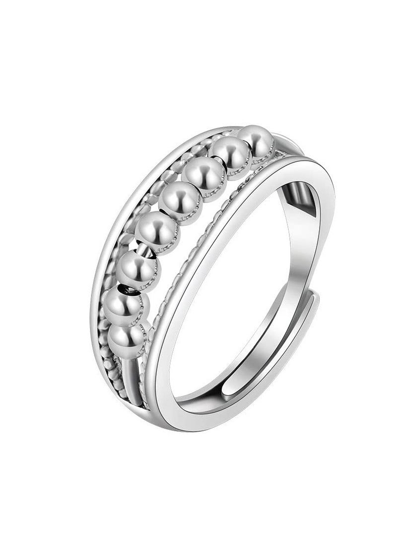 Excefore Anxiety Ring for Women, 925 Sterling Silver Anxiety Fidget Ring, Anxiety Ring with Beads Spinner, Stress Relieving Ring, Unique Jewelry Gift for Mom Wife Daughters - Image 1
