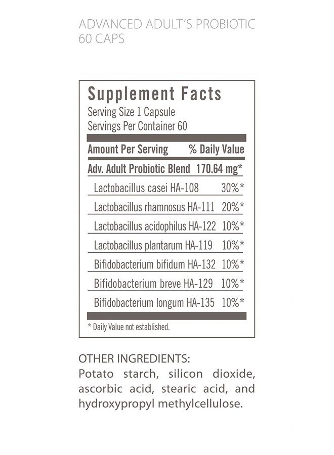 Flora Advanced Adult's Blend Probiotic, Seven Senior-Specific Strains, Gluten Free, Raw Probiotic with 34 Billion Cells, 60 Capsules - Image 3