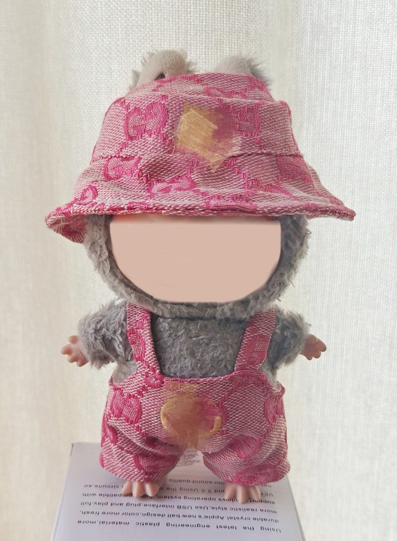 BRIXSPARK Clothes for Labubu(No Doll,Just Clothes) , Hat & Overalls Set for Labubu Clothes 15cm/17cm Doll Accessories Suit, Doll Outfit Stylish Doll Clothes for Doll.