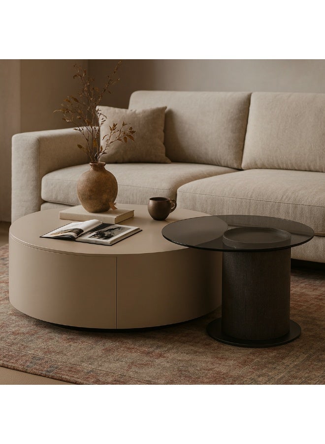 Baytonia Priyanka Modern Coffee Table 80x60 cm - Beige and Black - Image 1