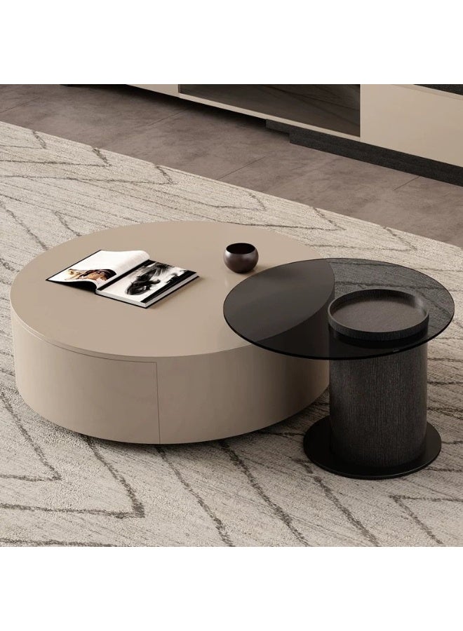 Baytonia Priyanka Modern Coffee Table 80x60 cm - Beige and Black - Image 2