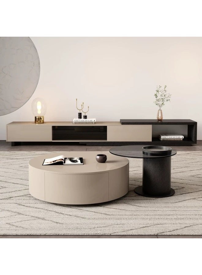 Baytonia Priyanka Modern Coffee Table 80x60 cm - Beige and Black - Image 5