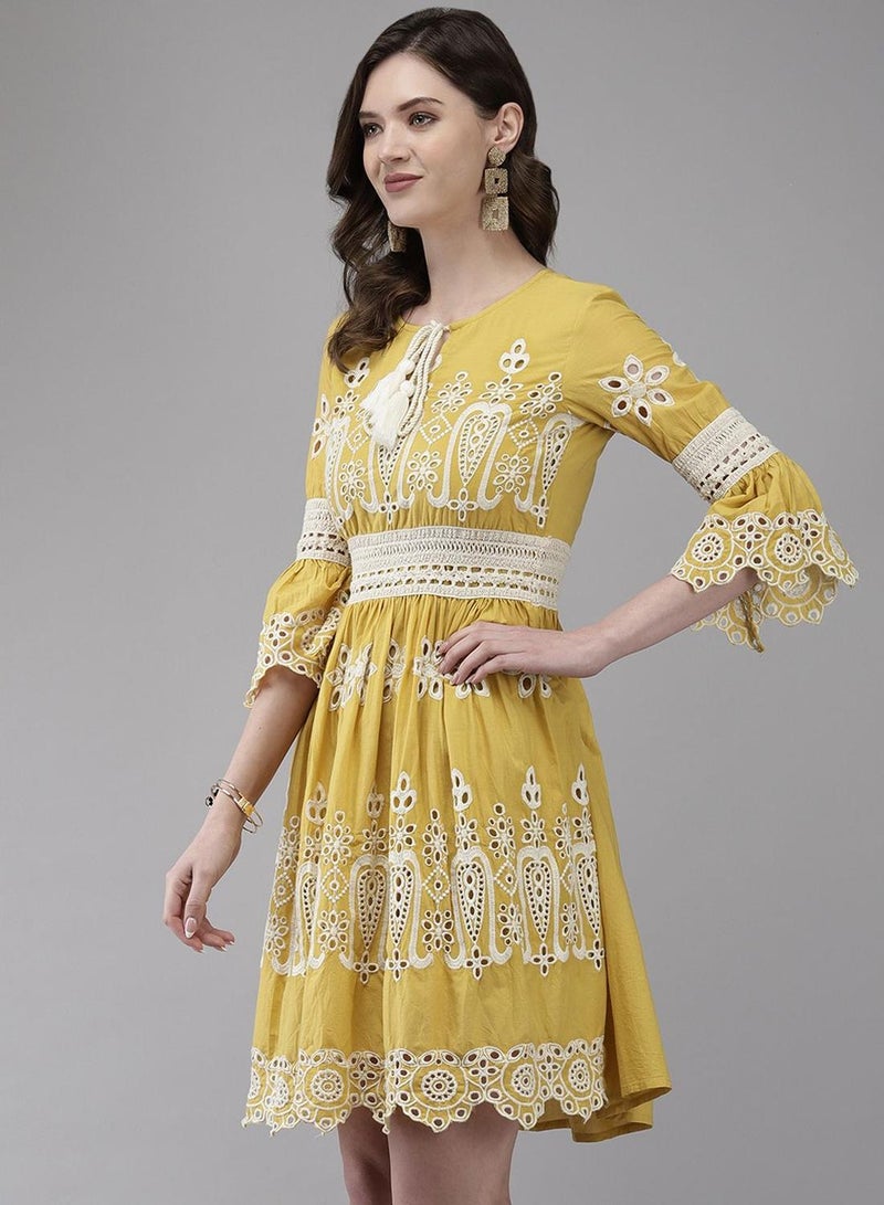 ISHIN Embroidered Fit-and-Flare Dress  - Image 3