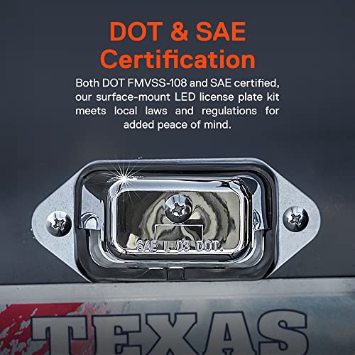 ONLINE LED STORE TRUE MODS Chrome Boat Trailer LED License Plate Light [Surface Mount] [DOT FMVSS 108] [SAE L] [Waterproof] [12V DC] Universal Submersible Tag Lamp for Auto Work Utility Flatbed Dump Box Semi Truck RV - Image 4