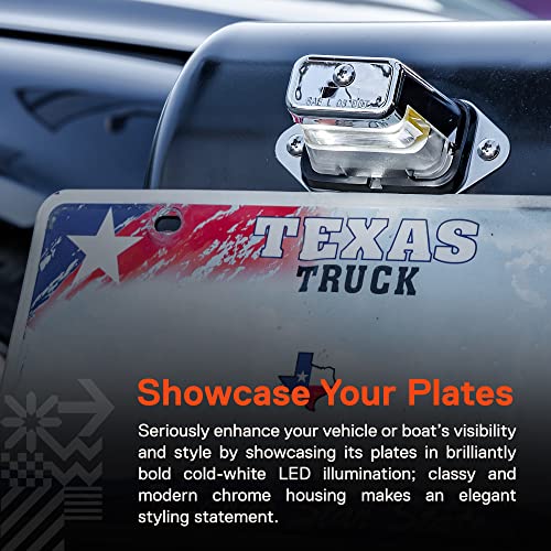 ONLINE LED STORE TRUE MODS Chrome Boat Trailer LED License Plate Light [Surface Mount] [DOT FMVSS 108] [SAE L] [Waterproof] [12V DC] Universal Submersible Tag Lamp for Auto Work Utility Flatbed Dump Box Semi Truck RV - Image 2