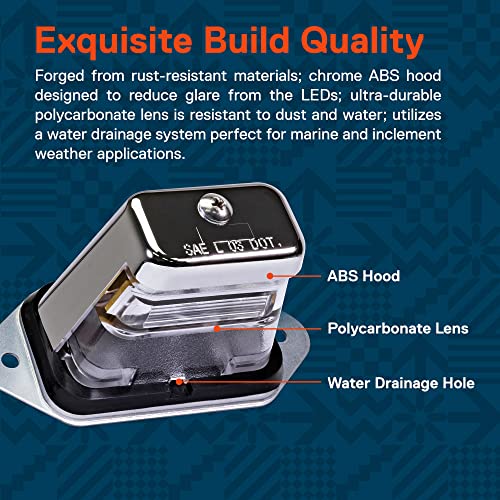 ONLINE LED STORE TRUE MODS Chrome Boat Trailer LED License Plate Light [Surface Mount] [DOT FMVSS 108] [SAE L] [Waterproof] [12V DC] Universal Submersible Tag Lamp for Auto Work Utility Flatbed Dump Box Semi Truck RV - Image 5