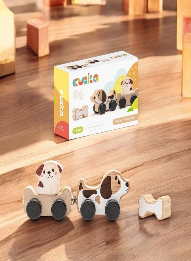 Cubika Wooden Clever Puppies Train Toy – Magnetic Dog-Themed Wood Toy Playset for Toddlers 18 Months+ – Montessori Toy for Fine Motor Skills and Imaginative Play - Image 2