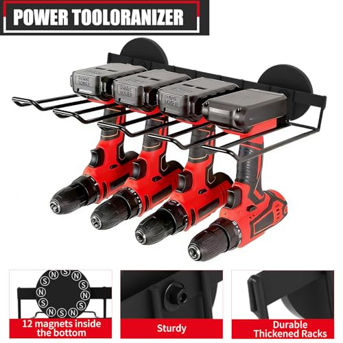 joaoxoko Heavy Duty Magnetic Power Tool Organizer,Drill Holder Wall Mount,50 lb Garage Storage Utility Storage Thickened Drill Rack for Dewalt Milwaukee Ryobi Cordless Tool - Image 3