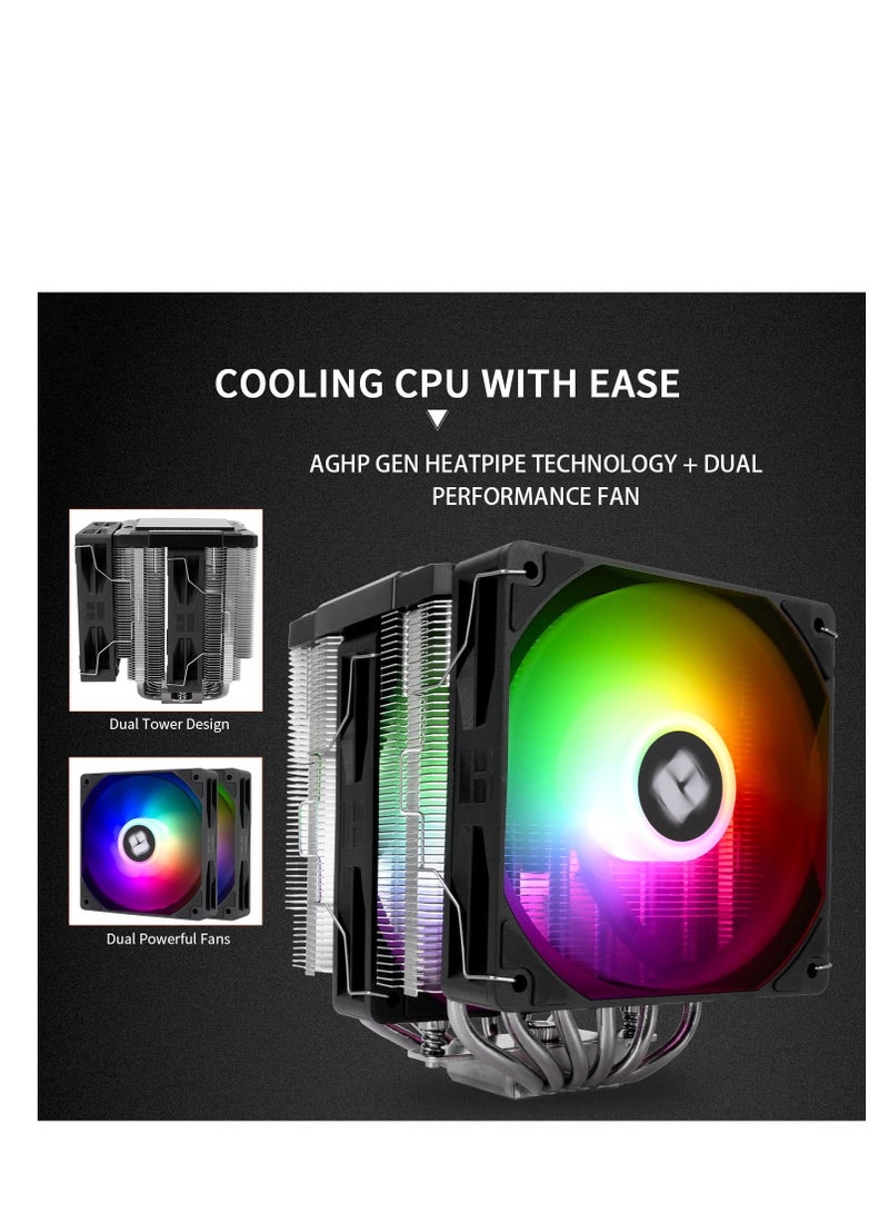 Thermalright Peerless Assassin 120 Digital ARGB Black CPU Cooler, Double Towers and Double Fans Cooling, CPU Air Cooler, Digital Screen Top Cover, for AM4/AM5,Intel LGA1851/1700/115X/1200 - Image 4