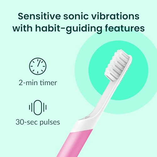 Quip Sonic Toothbrush for Adults - Timed Electric Toothbrush with Cover - Replaceable Brush Head, Soft Bristles, Plastic Handle, 3 Month Battery Life - Travel Toothbrush - Magenta - Image 2