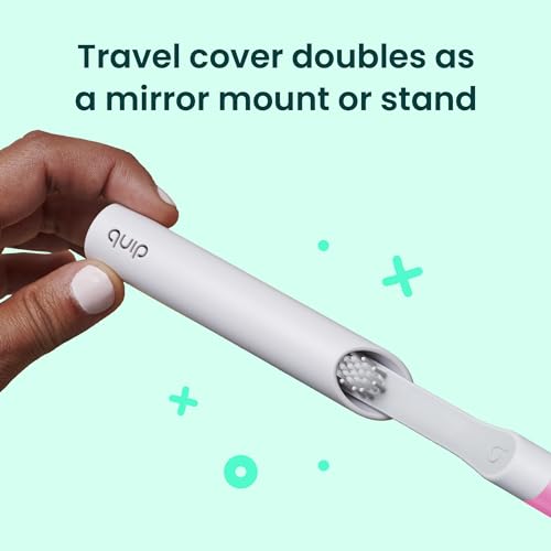 Quip Sonic Toothbrush for Adults - Timed Electric Toothbrush with Cover - Replaceable Brush Head, Soft Bristles, Plastic Handle, 3 Month Battery Life - Travel Toothbrush - Magenta - Image 5