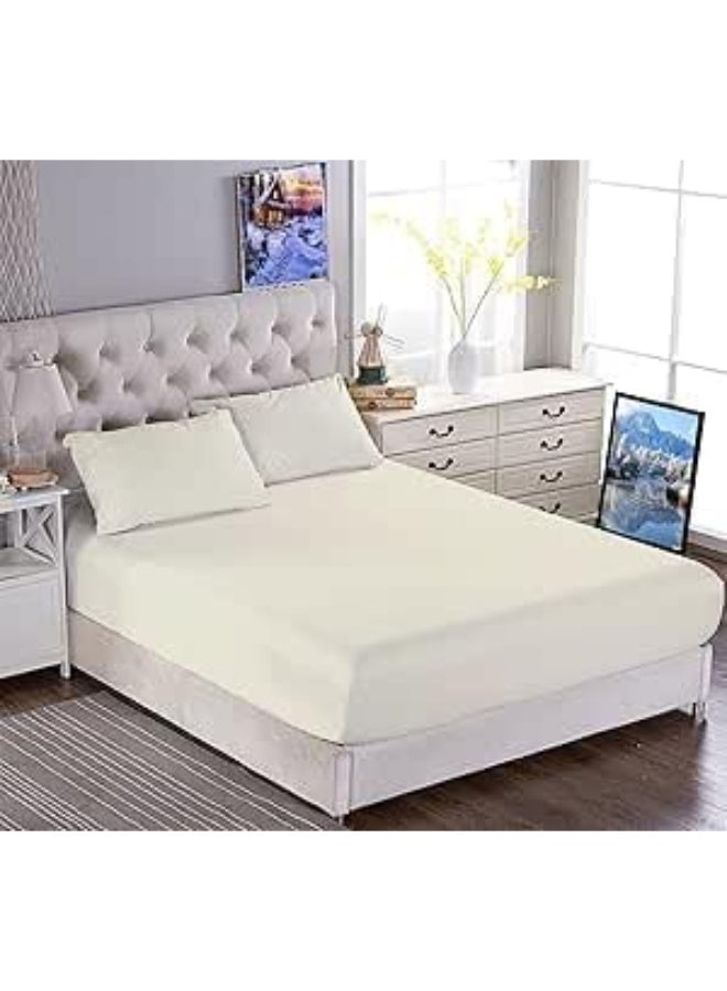 Plain Cotton Fitted Bed Sheet 140 cm with 2 Pillowcases – Soft, Comfortable & Practical for Everyday Use - Image 1