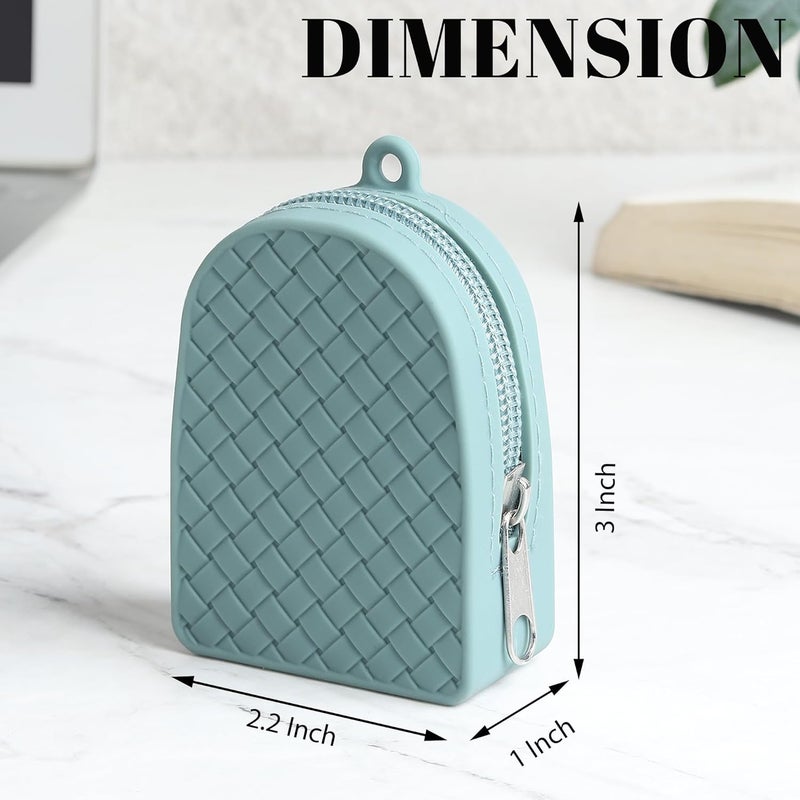 GadgetBite GadgeBite Matte Zipper Coin Pouch | Durable | Water Resistance | Designed for Coins, Cards, Keys, Earbuds, etc. | Handheld with Wrist Strap | Basket-Weave Design in | Light Teal - Image 4