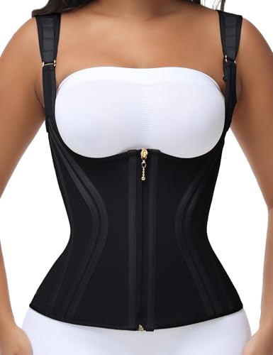 SHAPSHE Waist Trainer for Women Tummy Control Corset Vest Waist Cincher Shapewear Sport Workout Body Shaper with Straps Black 3XL - Image 1
