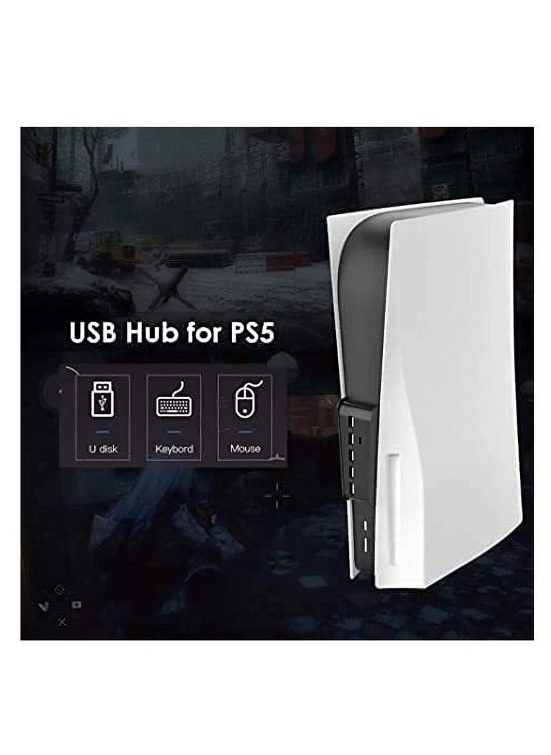 Arabest USB hub For PS5 , 2.0 3.0 High-Speed Expansion Adapter,with a Type c Port,A Charging Port and 4 Extension Ports,Perfect Hub Designed for (Black)  - Image 3