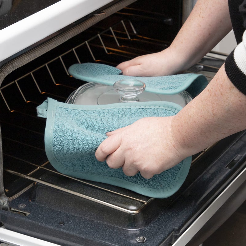 Ritz Terry Potholder & Hot Pad: Unparalleled Heat Resistant  Durable 100% Cotton - Ergonomically Designed for Optimal Grip - Easy-Care Machine Washable  Perfect for Your Kitchen - Dew  2-Pk - Image 2
