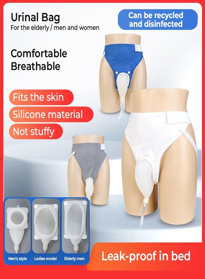 PRISMPICKS Urine Bag Collector: Women's Urinal - Breathable Adjustable Reusable Silicone Collector with Portable Wearable Odour - Free Urinary Drainage Bag with 2000 ml and 1000ml bags | White/Grey/Blue | for Women - Image 2