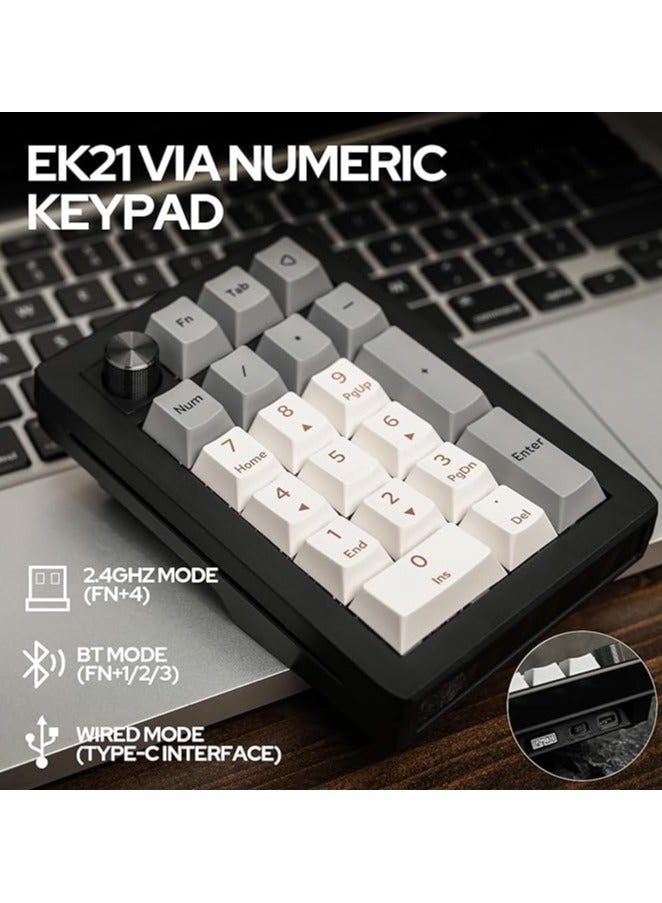 erorex EK21 VIA Gasket Number Pad, Bluetooth 5.0/2.4ghz/Wired Hot Swappable Numpad, with Poron Foam, Aluminum Alloy Knob, 1000mAh Battery, Programmable for Win/Mac/Gaming (Gateron Pro Yellow)  - Image 4