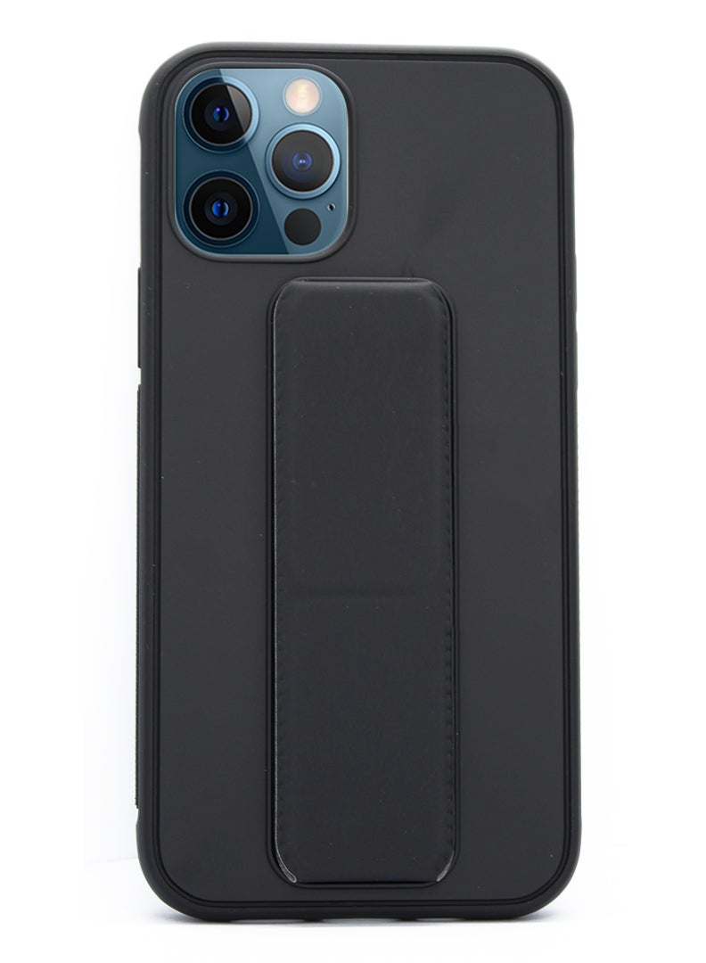 Theodor جراب حماية كامل مع حامل قبضة الإصبع مضاد للانزلاق ومضاد للصدمات لهاتف Apple iPhone 12 PRO 6.1 أسود - Image 1