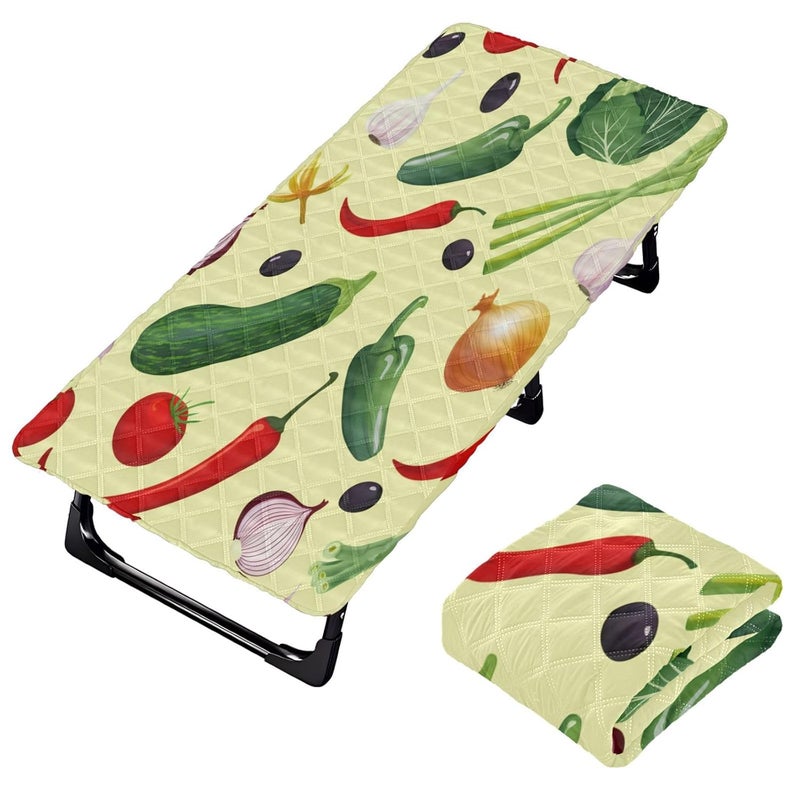 Vegetable Cot Sheet for Toddlers, Portable Toddler Travel Bed Sheet for Kids - Waterproof & Non-Slip Fitted Cover for Girls Boys, Soft Quilted Safety Padded Nap Mat, 25x 50 in - Image 1