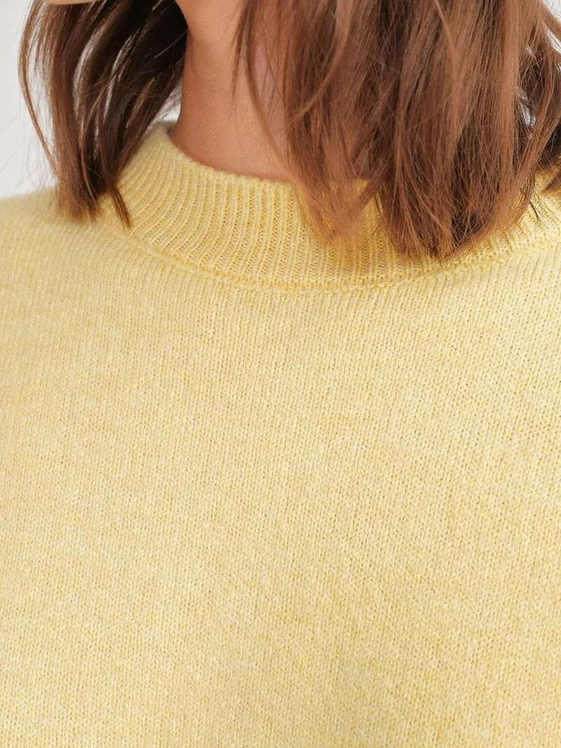 Mixray Lemon Yellow Mixray Oversized Knitwear Sweater for Women | Best Price UAE