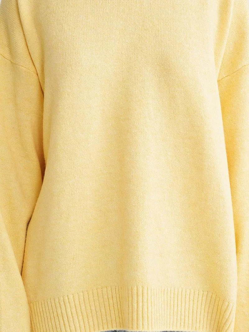 Mixray Lemon Yellow Mixray Oversized Knitwear Sweater for Women | Best Price UAE