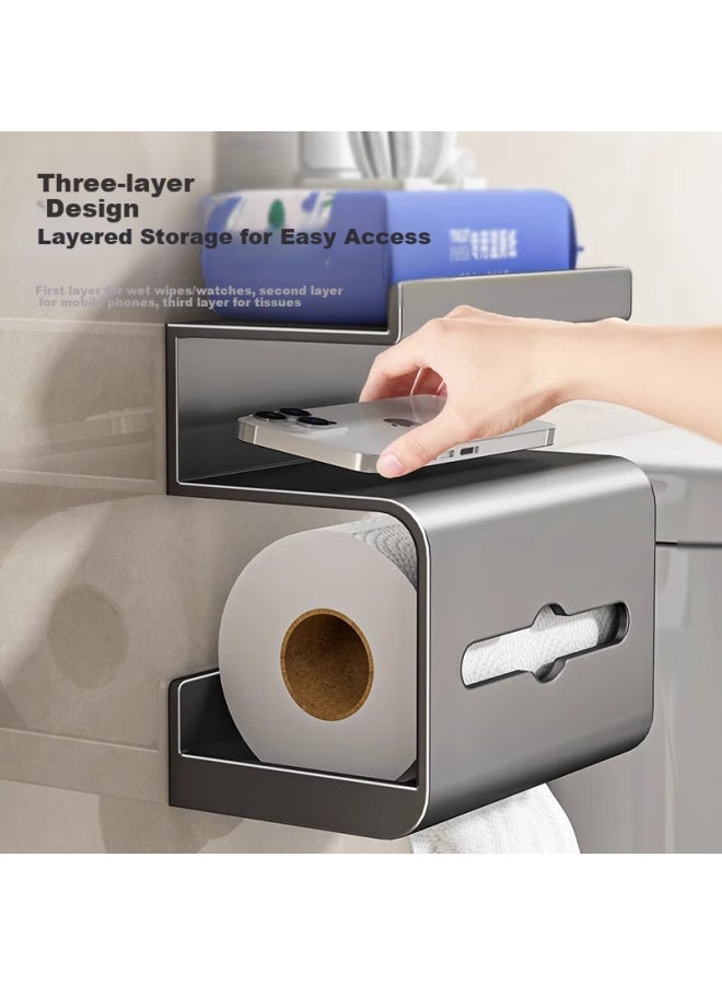 Muya Bathroom Toilet Paper Holder, Wall-mounted Roll Paper Rack, Toilet Tissue Box, Washroom No-drill Paper Towel Holder - Image 3