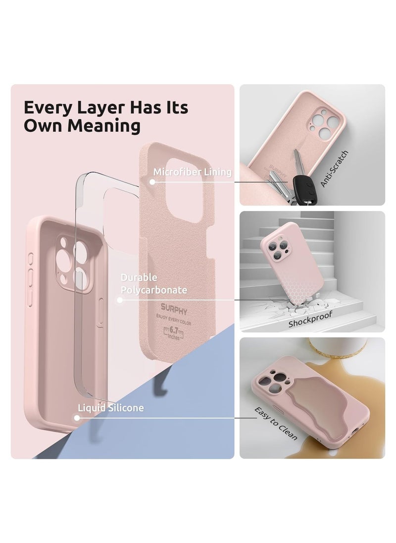 Raxoom Design for iPhone 15 Pro Max Case, Liquid Silicone [2 x Screen Protectors & 1 x Lanyard] Protection for Each Lens Shockproof Cover for iPhone 15 Pro Max 6.7 inch 2023, Pink Sand - Image 3