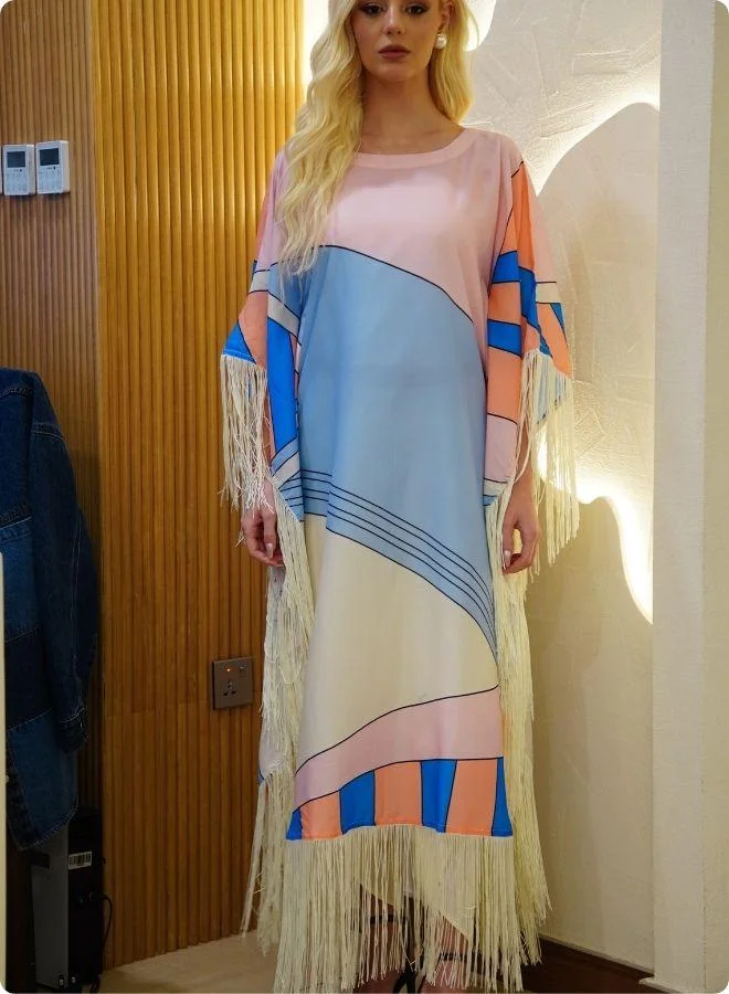 #Be Pastel Geometric Print Kaftan Set