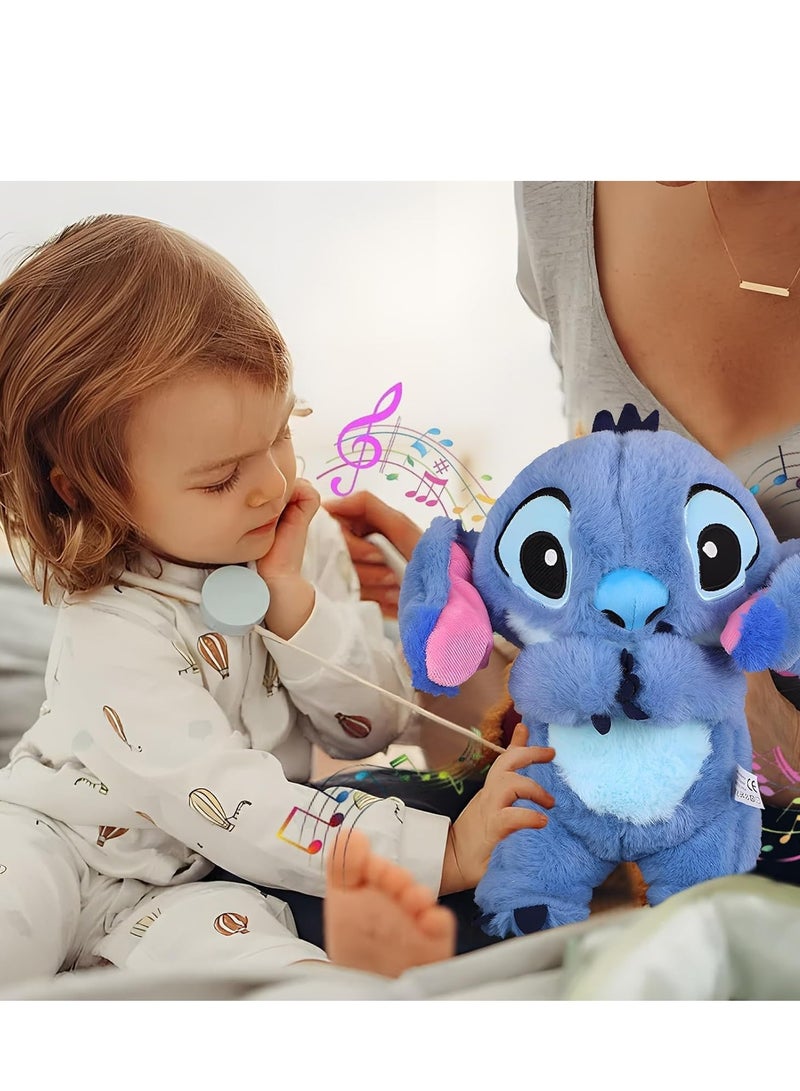 Breathing Plush Animal, Breathing Stitch Sleep Buddy, Soothing Snuggle Panda Plush Toy with Realistic Breathing Movement and Lights and Music (Blue 24cm) - Image 3