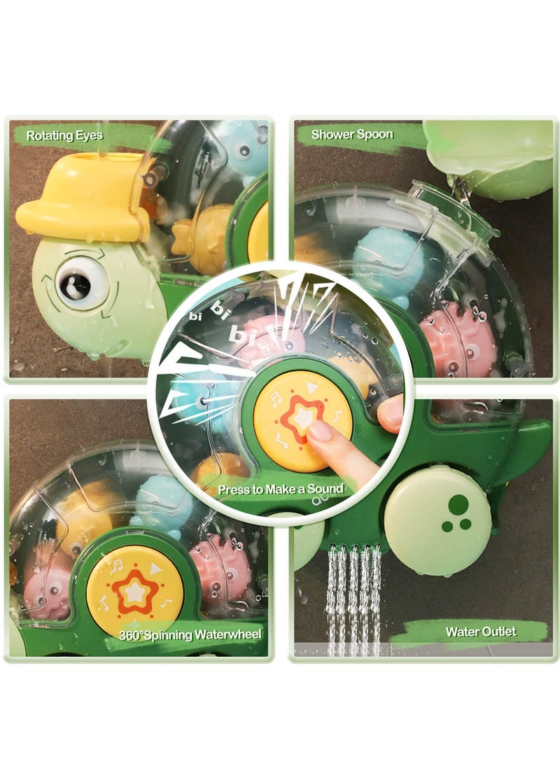 Excefore Baby Bath Toys with 2 Wind Up Toys,Cute Turtle Waterfall Water Station Toy with Cup, Swimming Shower Toys with Rotatable Waterwheel, Bathub Toys Gift for Boys Girls 2 3 4 years - Image 2