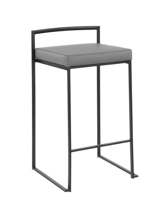 Generic Indian Decor 55126 Counter Height Barstools Metal High Stools Pub Counter Height Barstool with Grey Tufted Seat and Black Metal Base Kitchen Chair for RestaurantBarCafeSet of 265Cm  - Image 3