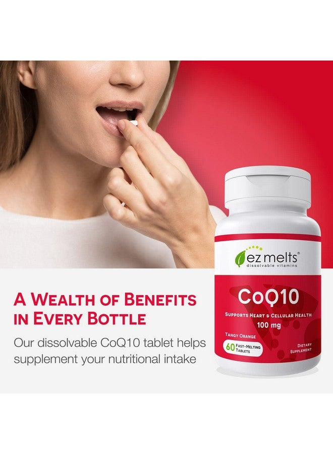 EZ Melts Co Q 10 Supplement 100Mg To Support Healthy Heart Function Easy To Take Coq10 Dissolve Tablets Nongmo Co Q10 Supplement Zero Sugar Coenzyme Q10 Supplement Vegan Coq10 Ubiquinone - Image 3