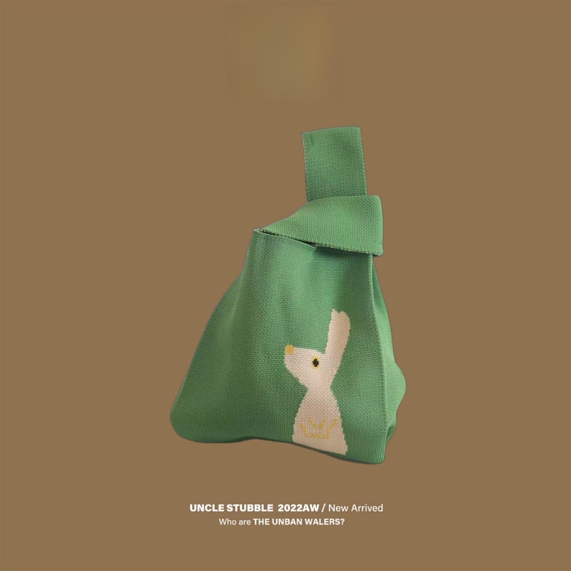 2024 Trendy Knitted Bucket Handbag A rabbit 