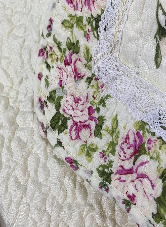 USTIDE Rustic Rose Flowers Area Carpet, Home Decor Cotton Pink Roses Pattern Bedroom Floor Rugs, Unique Quilted Washable Bathroom Rug 2x4 (Pink) - Image 4