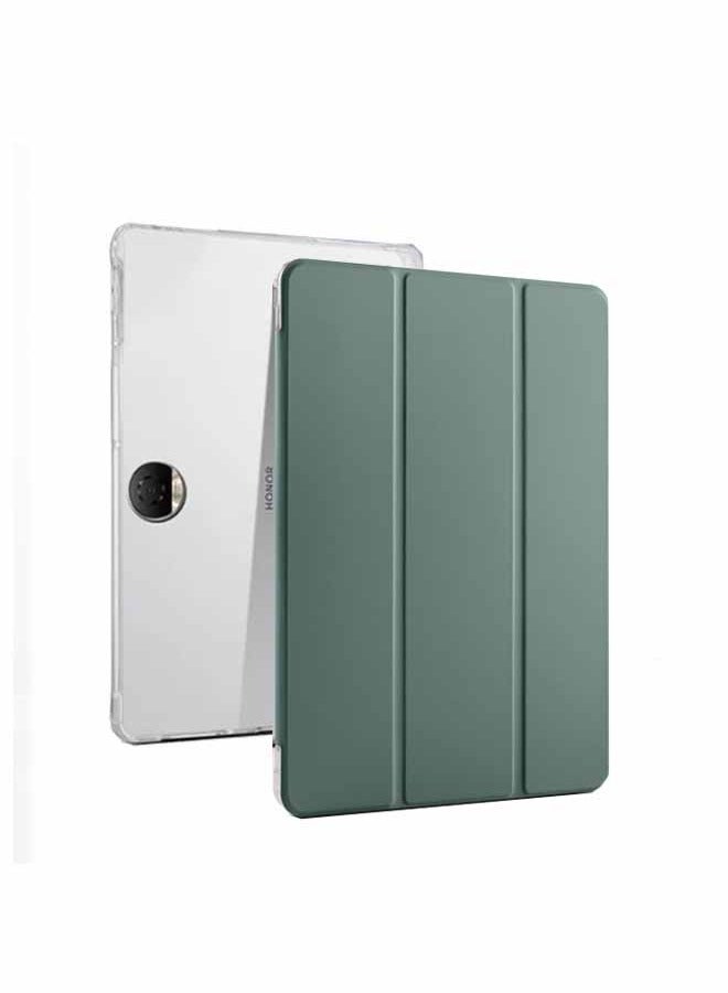 Case for  Honor Pad 9 12.1 Inch,Transparent Airbag With Pen Slot For Anti Drop, Tablet Protective Cover, Triple Fold Multi Angle Design, Automatic Wake-up/sleep, Soft Leather,Green - Image 1