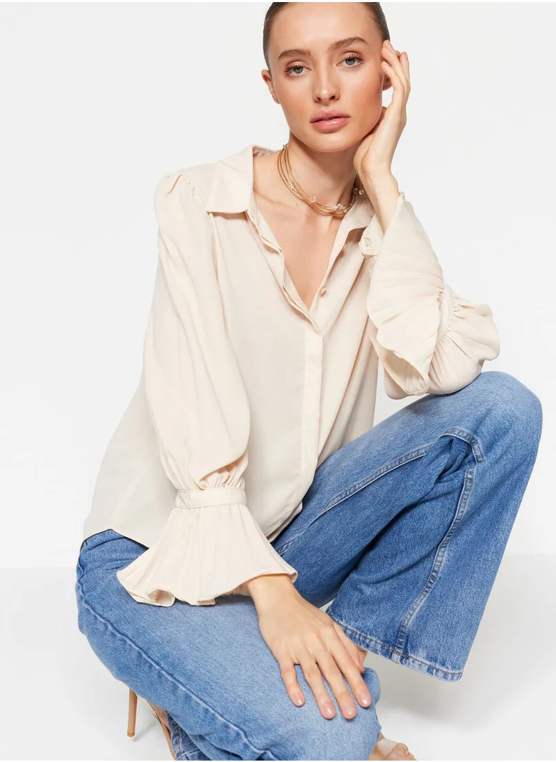 trendyol Button Down Puff Sleeve Shirt