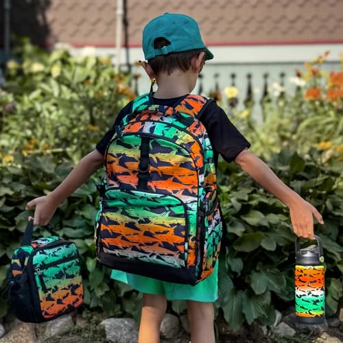 Choco Mocha Dinosaur Backpack School Backpack Set for Boys, Kids Backpacks and Lunch Box Set with Water Bottle Elementary School 17 Inch Bookbag, Blue - Image 2