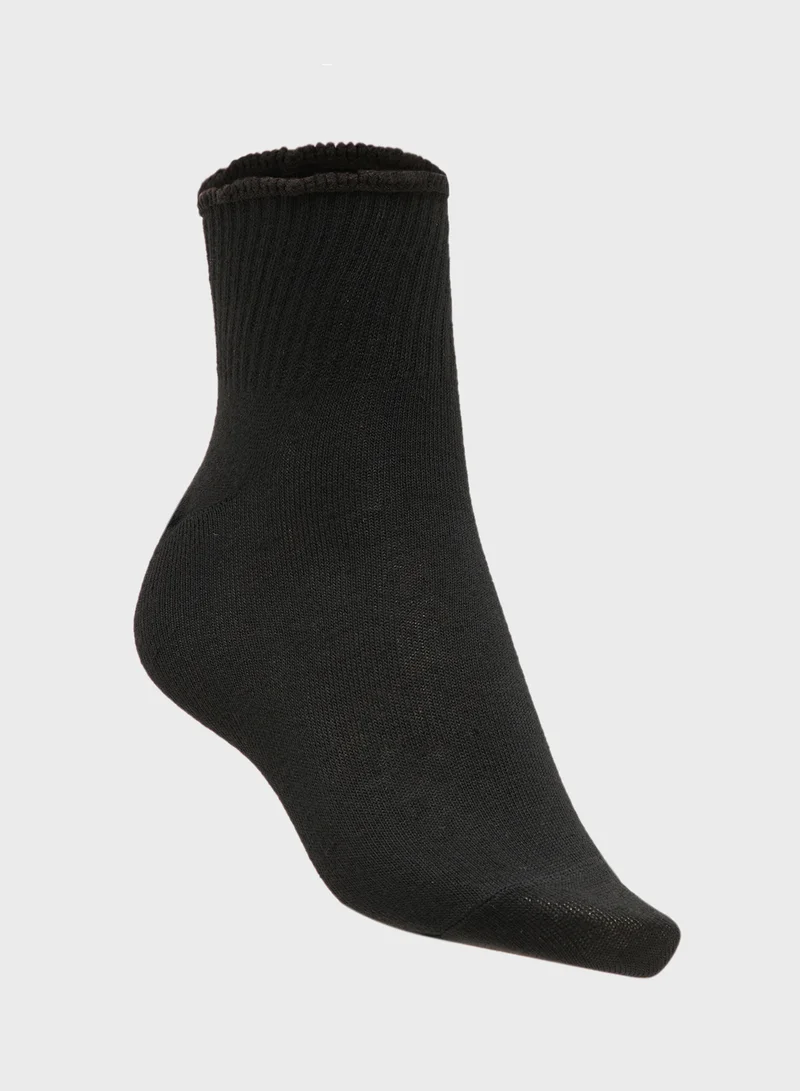 Ginger 3PK Cotton Lettuce Hem Ankle Socks