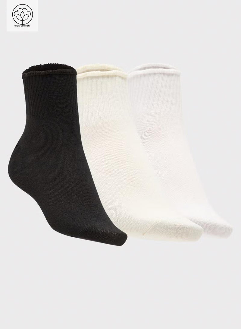 جينجر جوارب كاحل قطنية بحافة خس بثلاث قطع - Image 1