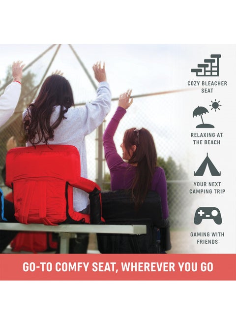 ONIVA - a Picnic Time brand Ventura Reclining Stadium Seat with Back Support - Bleacher Seat - Beach Floor Chair, (Red)